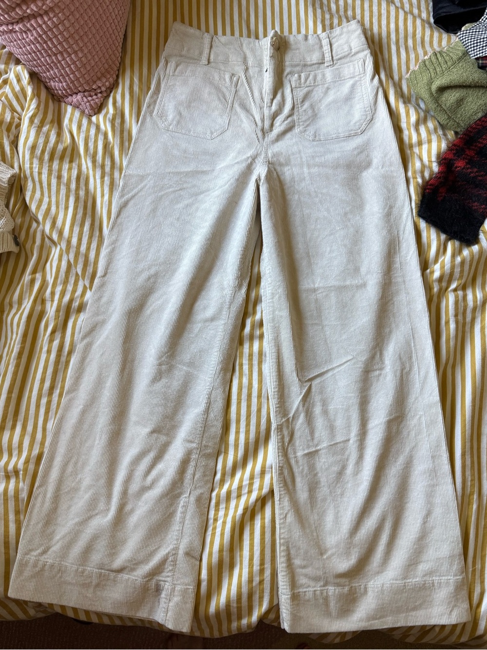 Maeve Cream Corduroy High-Rise Trousers